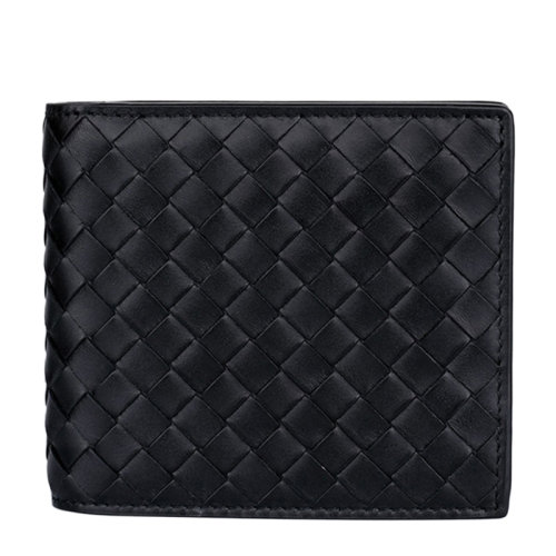 Bottega Veneta/葆蝶家 男士牛皮經典編織短款對折錢包錢夾