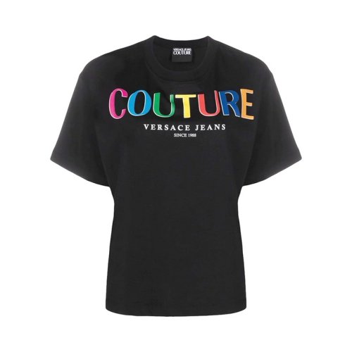  VERSACE JEANS COUTURE 女士彩色棉質(zhì)短袖T恤 71HAHP02 CJ00P 899 PLFSX