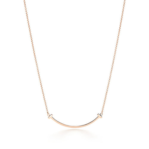 Tiffany & Co./蒂芙尼  TiffanyT系列 18K金玫瑰金微笑吊墜項鏈 35189432