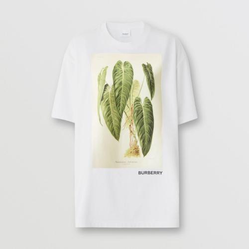 BURBERRY 22年秋冬 女士 植物素描印花棉質寬松 T 恤衫 80570221