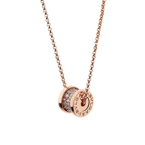 BVLGARI/寶格麗 B.zero1系列經典款 滿鉆18K金玫瑰金 小蠻腰名媛項鏈 351116