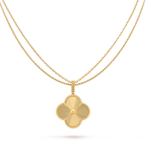 Van Cleef & Arpels/梵克雅寶 MagicAlhambra經典系列 18K金黃金拉絲長款四葉草項鏈
