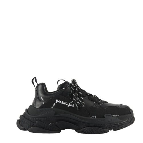 Balenciaga/巴黎世家 TRIPLE S系列 男士黑色人造革/織物ALLOVER標(biāo)志休閑運(yùn)動(dòng)鞋 536737W2FA11090