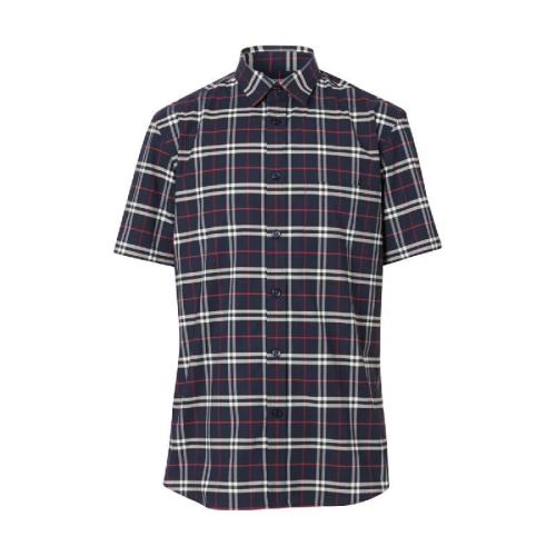 BURBERRY 22年秋冬 男士 短袖小格紋彈力棉襯衫 80209641 預定商品1-3周發貨