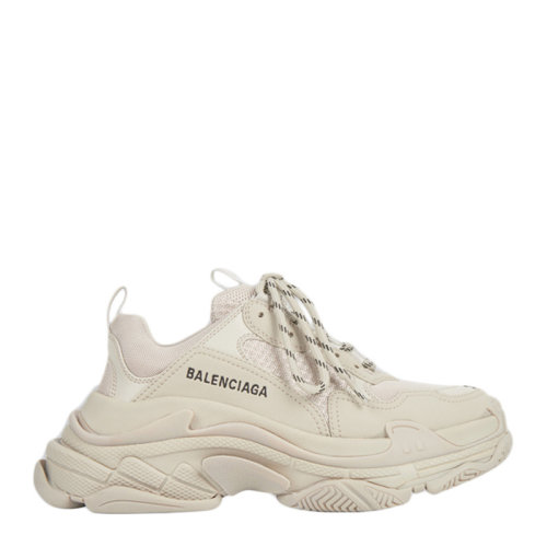 Balenciaga/巴黎世家 TRIPLE S系列男士米色聚氨酯混紡滌綸經典字母徽標印花裝飾雙層泡沫和網眼設計休閑鞋運動鞋老爹鞋男鞋 536737-W2FW1-9700