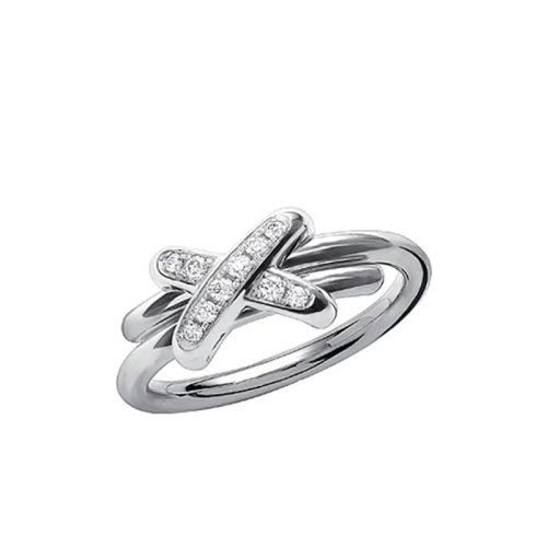 Chaumet/尚美 經典JEUX DE LIENS系列 18k金白金歡·緣鉆石戒指 081240