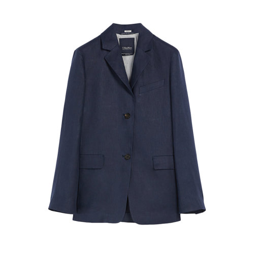 MaxMara/麥絲瑪拉 22年早春新款 MOZART系列 女士午夜藍色水洗純亞麻帆布西裝外套夾克9041052206001