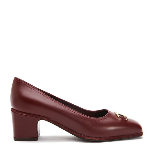 Salvatore Ferragamo/菲拉格慕 酒紅色 女士金屬GANCINI飾高跟鞋 732951-01R378