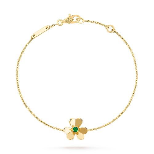  VCA梵克雅寶 22年秋冬 女士 手鐲 Bracelet Frivole， mini modele Or jaune 750/1000， émerau