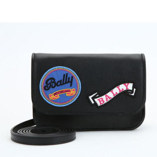 BALLY/巴利經典女士系列黑色趣味印花圖案牛皮革錢包手拿手提女包6219795-861