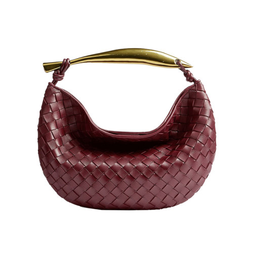 Bottega Veneta/葆蝶家 22新款 女士小號巴羅洛紫色羔羊皮磁扣開合金屬手柄黃銅飾面手提包716082VCPP12250