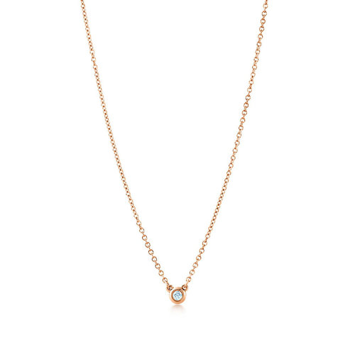 Tiffany & Co./蒂芙尼  ElsaPeretti? The Yard系列 18K金玫瑰金鑲嵌圓形鉆石吊墜項鏈 28334192
