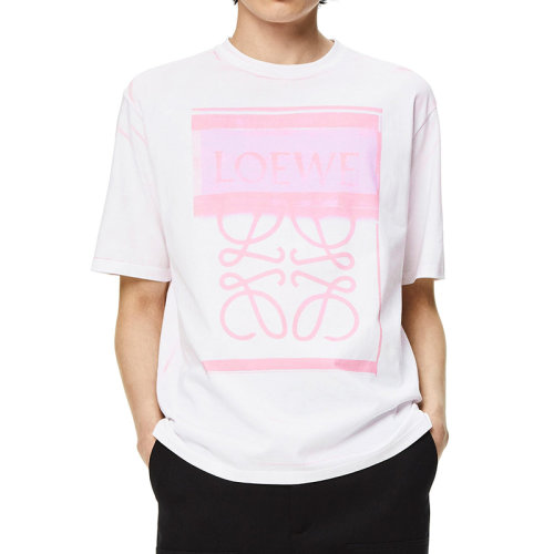 LOEWE/羅意威 22年秋冬新款 男士白色/粉色純棉復印效果Anagram Logo印花T恤H526Y22X27-2102