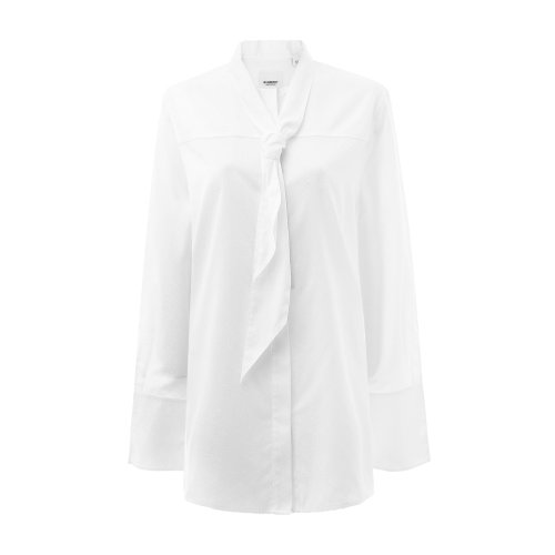 純棉白色暗紋女士長袖襯衫 BURBERRY/博柏利 服裝 巴寶莉 內搭 瑕疵特賣（陳列痕跡，不影響使用）
