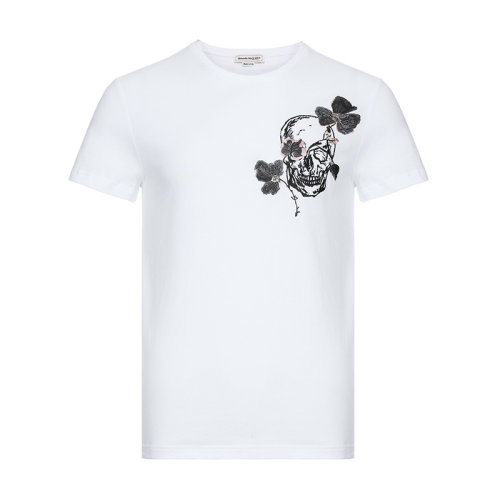 AlexanderMcQueen/亞歷山大麥昆 男士短袖T恤 男士棉質圓領短袖T恤 611385 QOZB7