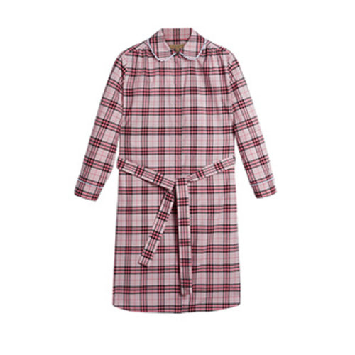 BURBERRY/博柏利  時尚 混色 紅色格紋棉質 女士襯衫連衣裙  40677641 HQY012345C