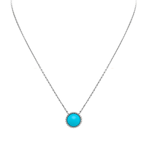 Van Cleef & Arpels/梵克雅寶  Perlée?系列18K金白金鑲嵌綠松石項鏈 VCARP4DN00