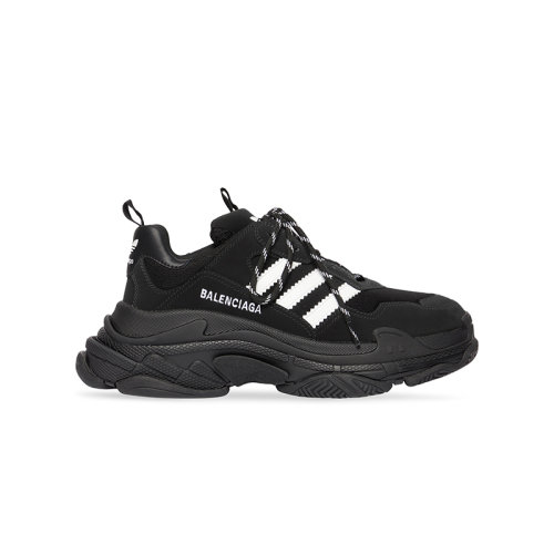 Balenciaga/巴黎世家 22年秋冬新款 ADIDAS聯名TRIPLE S系列 女士黑色/白色雙層泡沫和網布運動鞋712764W2ZB21090