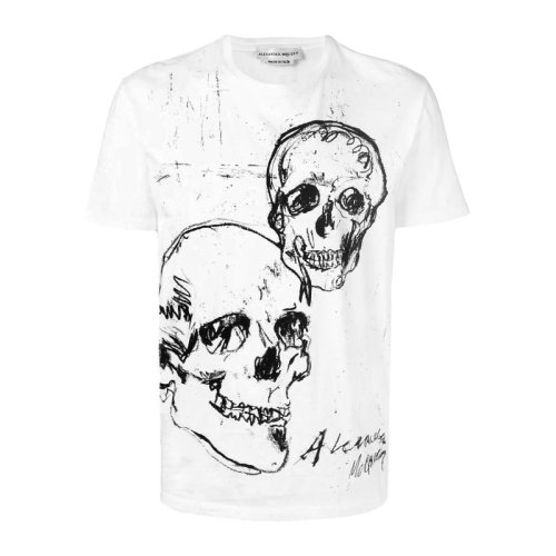 Alexander McQueen/亞歷山大麥昆  男裝 服裝 男士棉質(zhì)時(shí)尚骷髏頭印花 男士短袖T恤