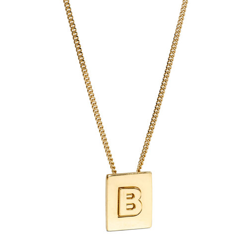 CELINE/賽琳 經典ALPHABET系列 金色飾面黃銅字母B墜飾項鏈46N0B6BRA.35OR