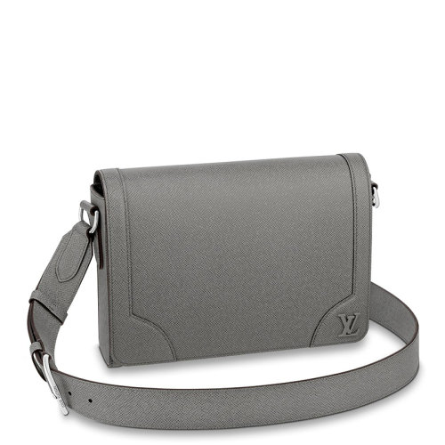 Louis Vuitton/路易威登 22春夏新款NEW FLAP系列 男士灰色牛皮革銀扣單肩斜跨郵差包M30808