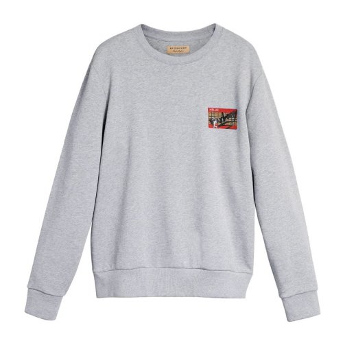BURBERRY/博柏利 男裝 服飾 休閑百搭 灰色 棉質涂鴉印花套頭衫 男士衛衣 8002036