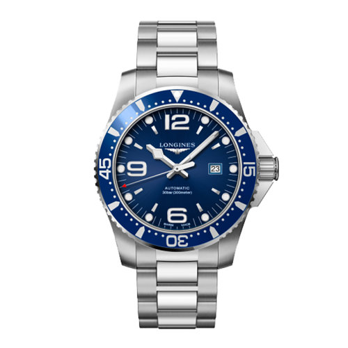 LONGINES/浪琴 康卡斯潛水系列 自動機械藍盤鋼鏈男表44毫米L3.841.4.96.6