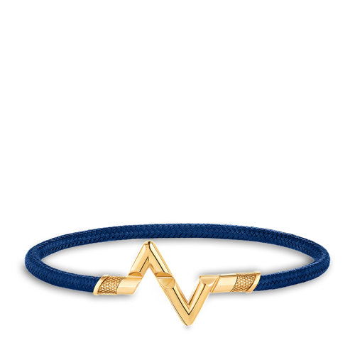 Louis Vuitton/路易威登 22春夏新款Volt Play系列 L大號18k金黃金徽標字母組合造型藍色線繩手鏈Q05477