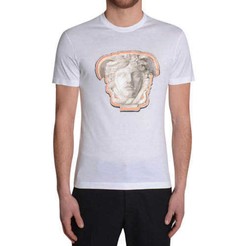 VERSACE/范思哲 男裝 服飾 圓領棉質頭像圖案 男士短袖T恤