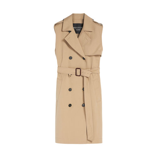 MaxMara/麥絲瑪拉 22年早春新款 PALUDE系列 女士米色棉質混紡風衣連衣裙5221012706001