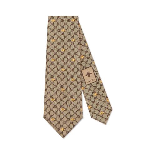  GUCCI古馳 22年秋冬 男士 GG蜜蜂圖案真絲領(lǐng)帶 545078 4E002 9764