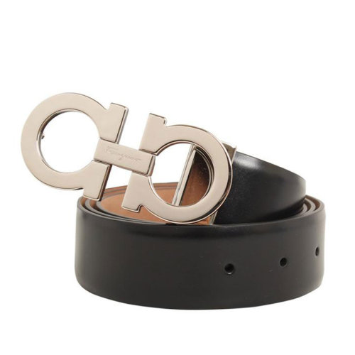 Salvatore Ferragamo/菲拉格慕 男士 黑色皮革時尚皮帶腰帶 679880 688759