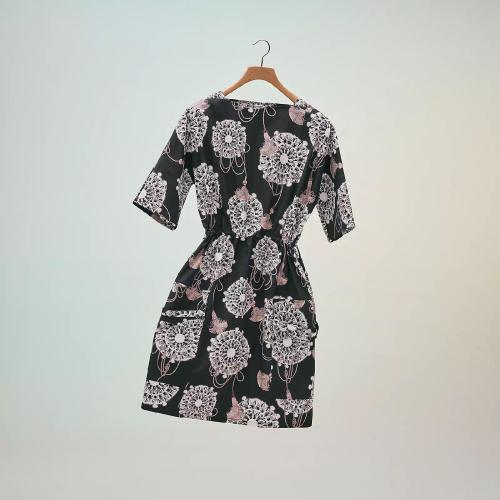  HERMES愛馬仕 22年秋冬 女士 連衣裙 Robe imprime ??Cliquetis Aquarelle?? H2E0545DB023