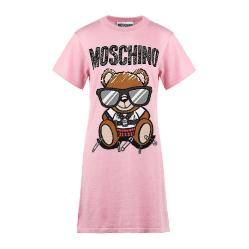 MOSCHINO/莫斯奇諾21新品嘻哈泰迪熊圖案中長款女士連衣裙V049155011