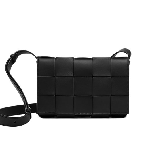 Bottega Veneta/葆蝶家 經(jīng)典款CASSETTE系列 黑色小羊皮雙面正交編織單肩豆腐包578004VMAY11229