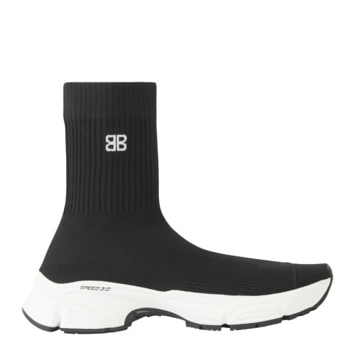 Balenciaga/巴黎世家 SPEED 3.0系列女士黑色滌綸混紡彈性纖維經典字母徽標提花裝飾羅紋針織休閑鞋運動鞋襪子鞋女鞋 654466-W2DN1-1090