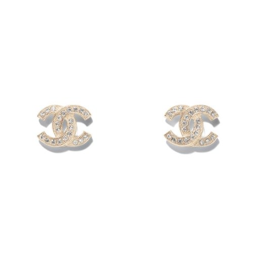 【古力娜扎同款】CHANEL/香奈兒  女士 經典LOGO鑲水晶耳環 耳墜雙C水晶耳釘
