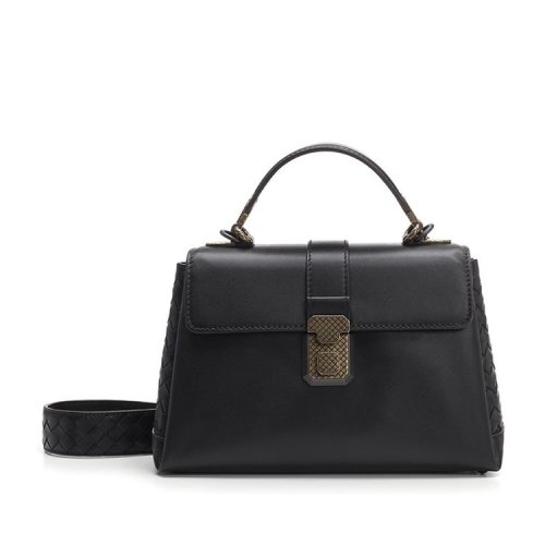 Bottega Veneta/葆蝶家 女士黑色皮質手提包543212VALKD1000