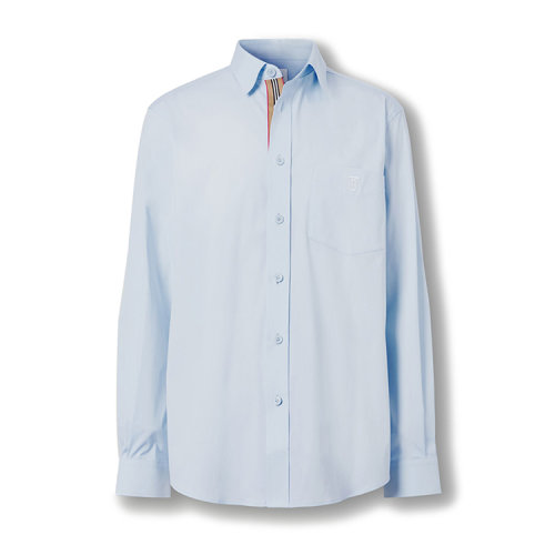 BURBERRY/博柏利專屬標(biāo)識(shí)圖案彈力棉質(zhì)混紡男士長(zhǎng)袖襯衫80430611