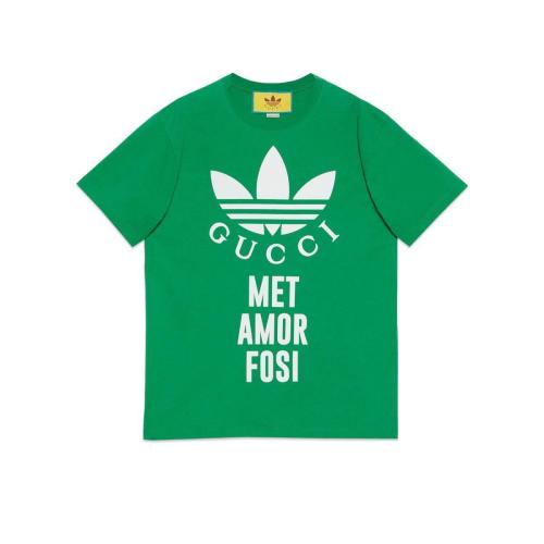  GUCCI古馳 22年秋冬 女士 adidas x Gucci聯名系列針織棉T恤 717422 XJEXH 3791