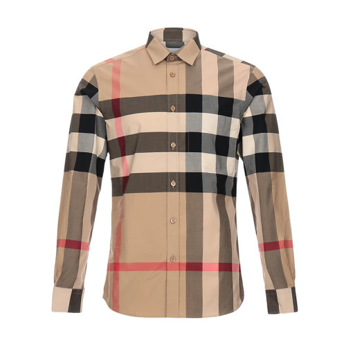 BURBERRY/博柏利 21早春新款男士彈力格紋棉府綢長袖襯衫 80102131