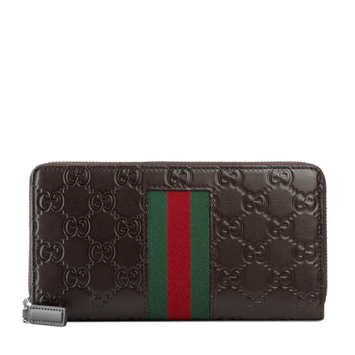 GUCCI/古馳 Signature系列男士棕色皮革錢包 408831-CWCLN-2065
