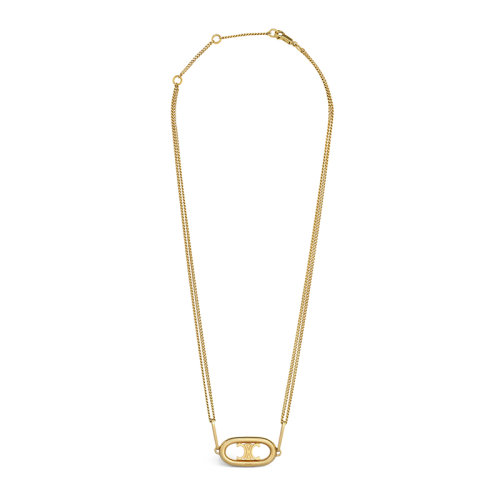 CELINE/賽琳 經(jīng)典款MAILLON TRIOMPHE系列 金色黃銅徽標金扣吊飾吊飾項鏈46S896BRA.35OR