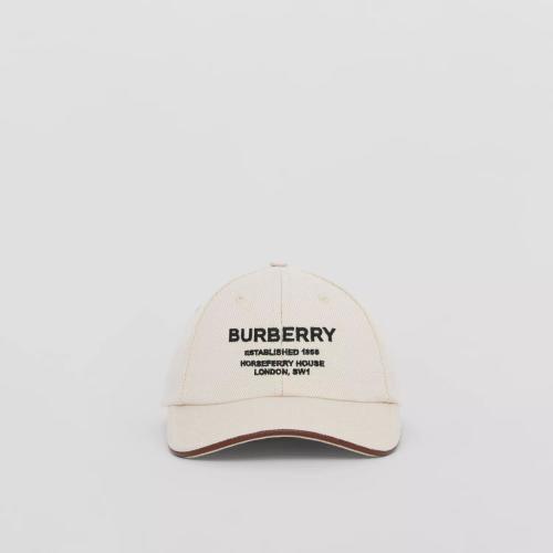  BURBERRY 22年秋冬 男士 Horseferry 裝飾棉質(zhì)帆布棒球帽 80561271
