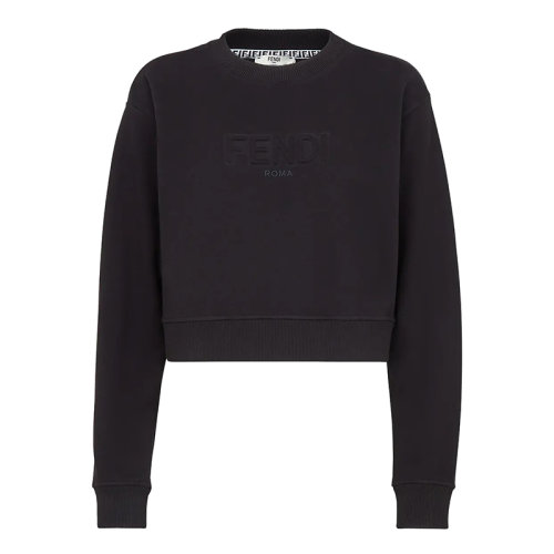 FENDI/芬迪 女士黑色棉質圓領長袖短運動衫衛衣FS7427AHLTF0GME