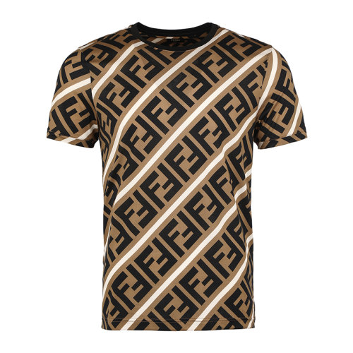 FENDI/芬迪21春夏斜對角FF圖案棉質男士短袖T恤FY0894A7A8