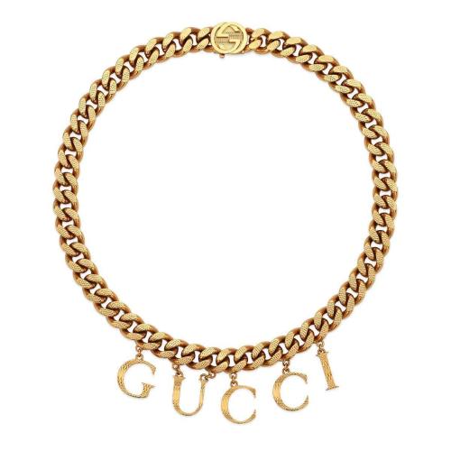  GUCCI古馳 22年秋冬 女士 飾手寫體GUCCI項鏈 675769 I4600 8005