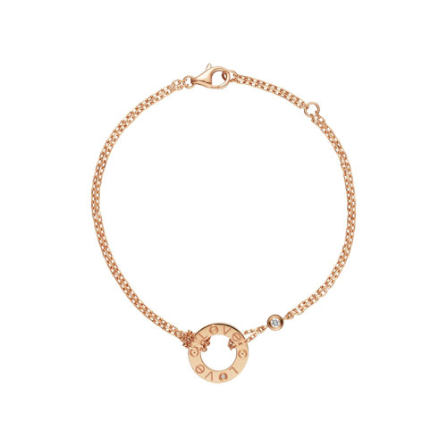 CARTIER/卡地亞 經典LOVE系列 18K金玫瑰金LOVE單環鑲鉆手鏈 B6063600