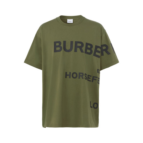 BURBERRY/博柏利 22年春夏新款 Horseferry系列 男士橄欖色純棉印花寬松短袖T恤80552491