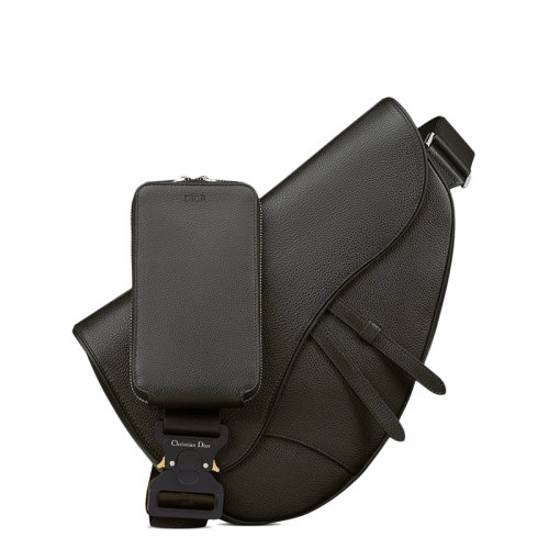 DIOR/迪奧 MAXI SADDLE系列 男士黑色粒面小牛皮斜挎馬鞍包1ADPO211YMJ_H00N